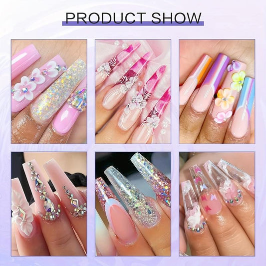 4pcs 30g Acrylic Powder Pink Clear Nude Crystal Polymer Nail Art DIY Set