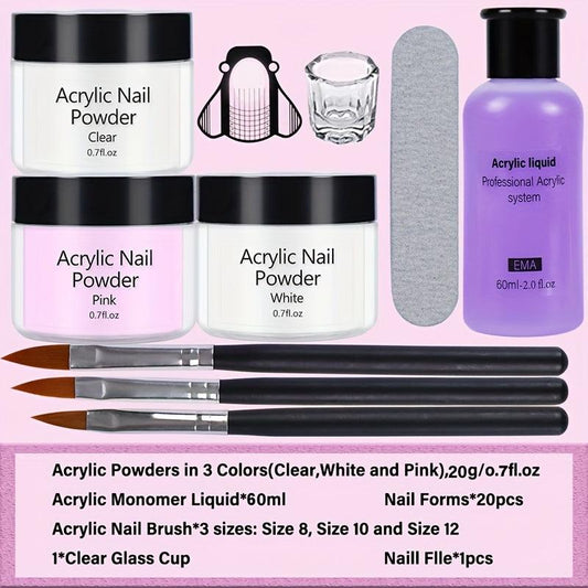 Acrylic Nail Powder Monomer Liquid Nail Art Manicure Set Kit