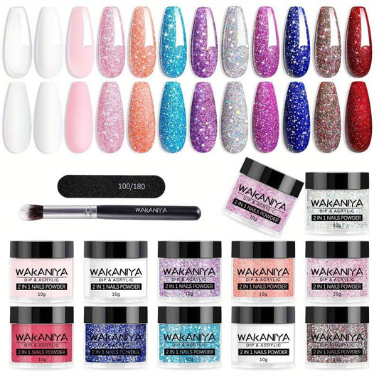 12 Colors Dip & Acrylic Nail Powder Starter Kit