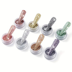 8 Pcs Set Nail Art Glitter Powder Bright Acrylic Nail Glitter Dust