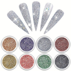 8 Pcs Set Nail Art Glitter Powder Bright Acrylic Nail Glitter Dust