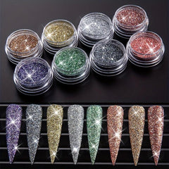 8 Pcs Set Nail Art Glitter Powder Bright Acrylic Nail Glitter Dust