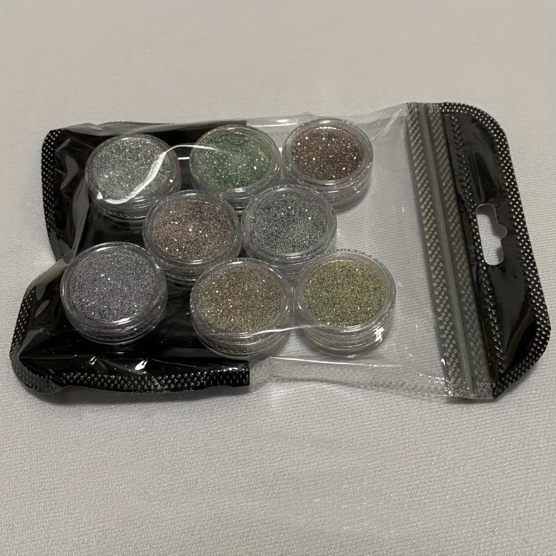 8 Pcs Set Nail Art Glitter Powder Bright Acrylic Nail Glitter Dust