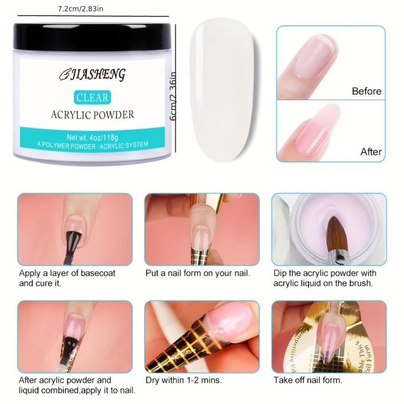 Acrylic Powder 2oz Crystal Polymer Nail System Extension