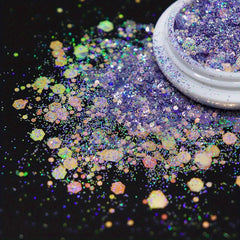 Hexagon Nail Sequins Chunky Glitter Kit Laser Pink Mix Flakes