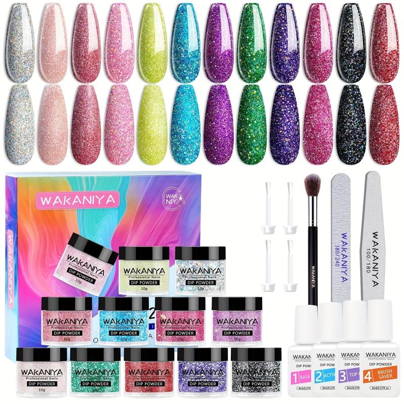 12 Colors Glitter Pink Dipping Powder Kit