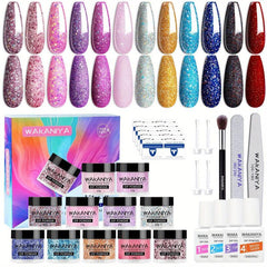 Nail Powder Dip Kit 12 Colors Glitter Pink Purple Dipping Powder