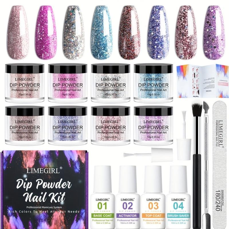 Dip Powder Starter Kit 8 Colors Pink Purple Acrylic Dipping