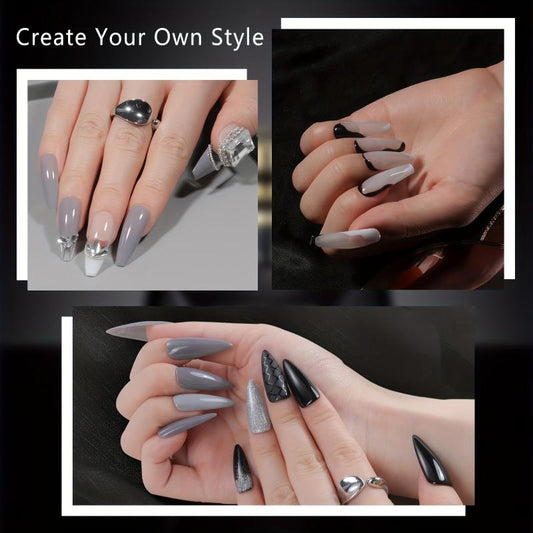 14Pcs Gray Dip Powder Nail Kit Starter Set with 8 Colors Collection