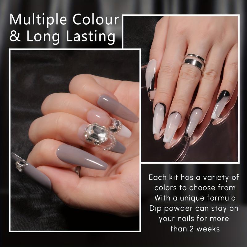 14Pcs Gray Dip Powder Nail Kit Starter Set with 8 Colors Collection