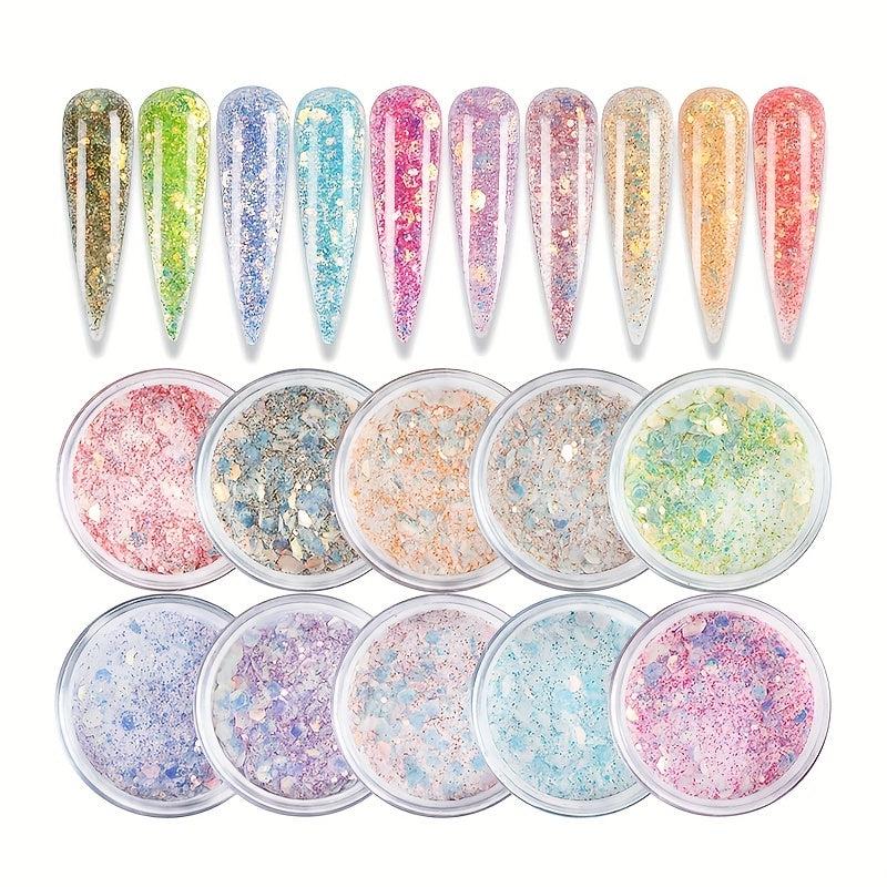 Nail Art Decoration Hexagon Sequins Acrylic Powder Pigment Dust