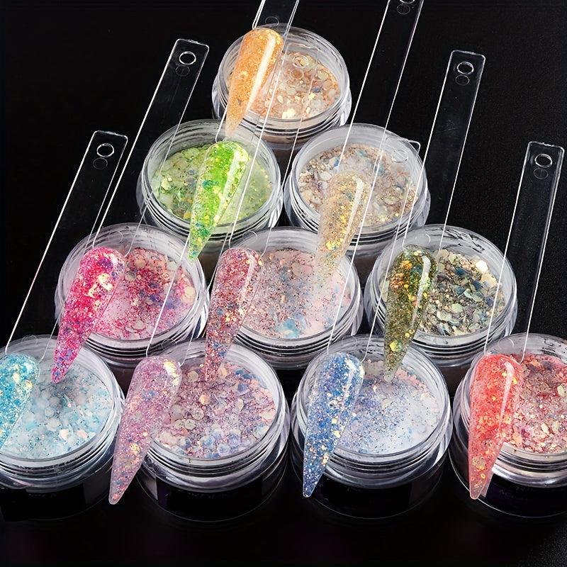 Nail Art Decoration Hexagon Sequins Acrylic Powder Pigment Dust