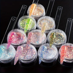 Nail Art Decoration Hexagon Sequins Acrylic Powder Pigment Dust