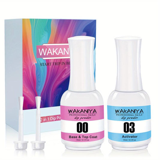 2-In-1 Dip Powder Base Top Coat with Activator Set for Starter Kit