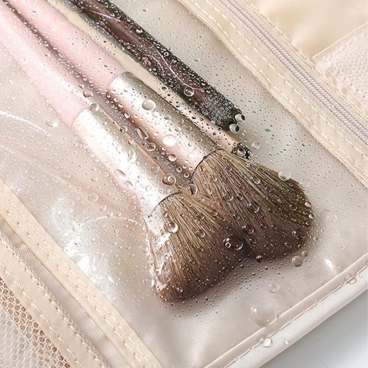 Travel Toiletry Bag with Hook Portable Makeup Organizer Beige