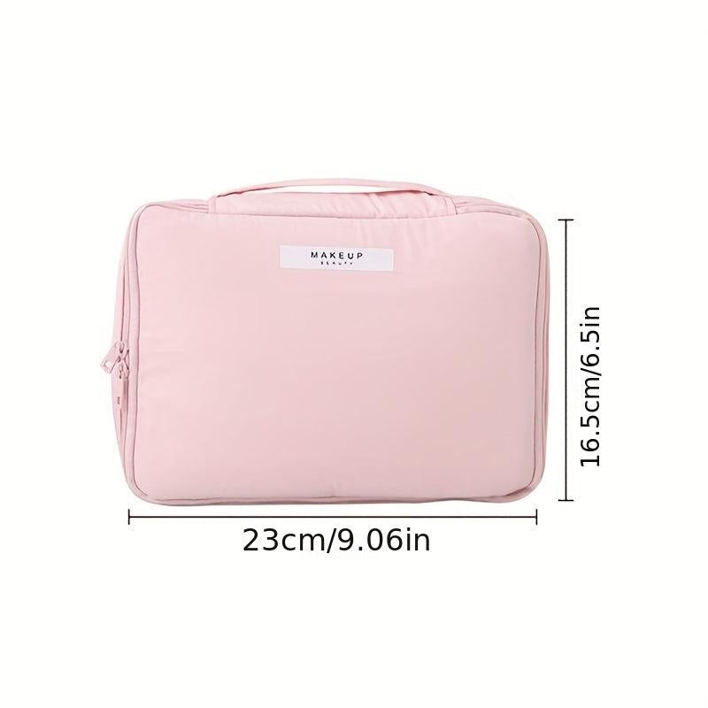 Large Capacity Travel Makeup Bag with Handle & Brush Holder
