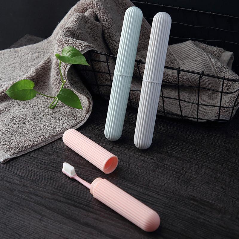 Portable Toothbrush Box Plastic Stripes Travel Wash Toothbrush Cover