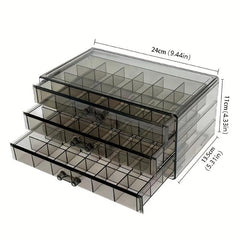 3-Drawer Clear Earring Jewelry Organizer Box