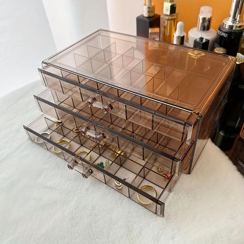 3-Drawer Clear Earring Jewelry Organizer Box