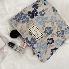 Floral Makeup Bag Zipper Cosmetic Organizer Travel Portable Pouch