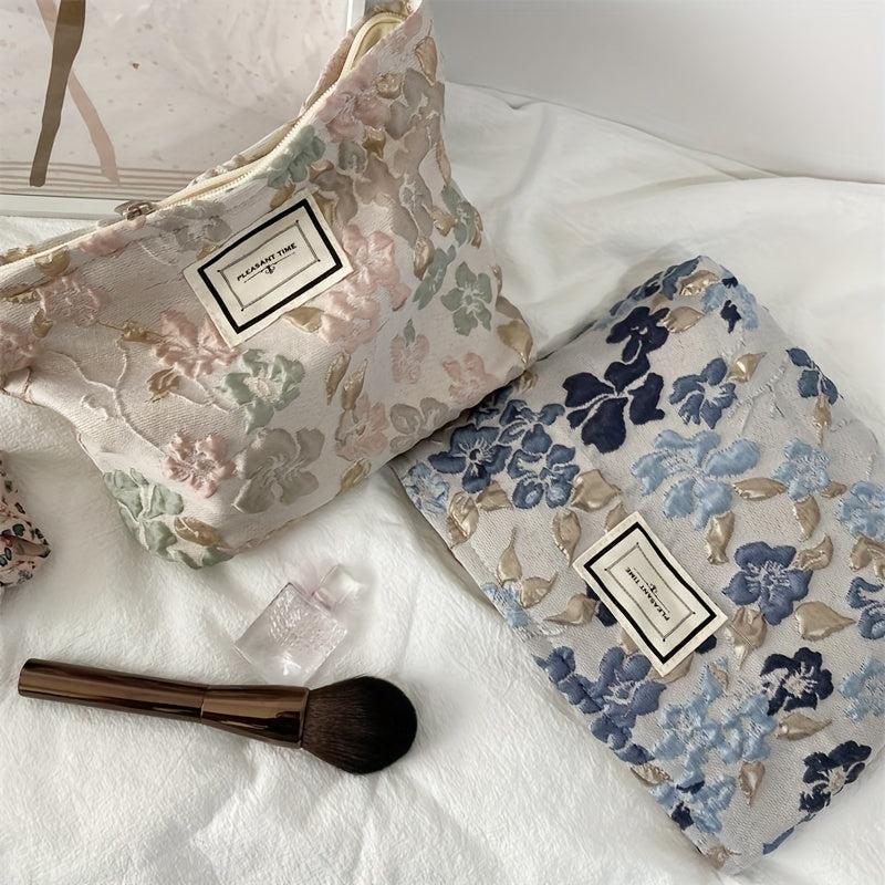 Floral Makeup Bag Zipper Cosmetic Organizer Travel Portable Pouch