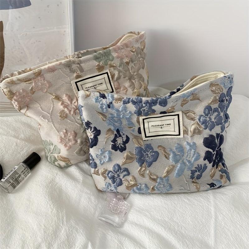 Floral Makeup Bag Zipper Cosmetic Organizer Travel Portable Pouch