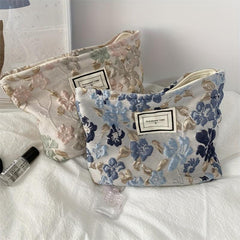 Floral Makeup Bag Zipper Cosmetic Organizer Travel Portable Pouch
