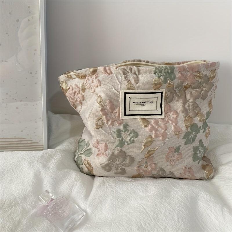 Floral Makeup Bag Zipper Cosmetic Organizer Travel Portable Pouch