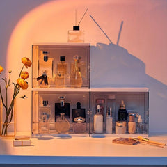 Stackable Perfume Display Case Stand with Ladder Shelf