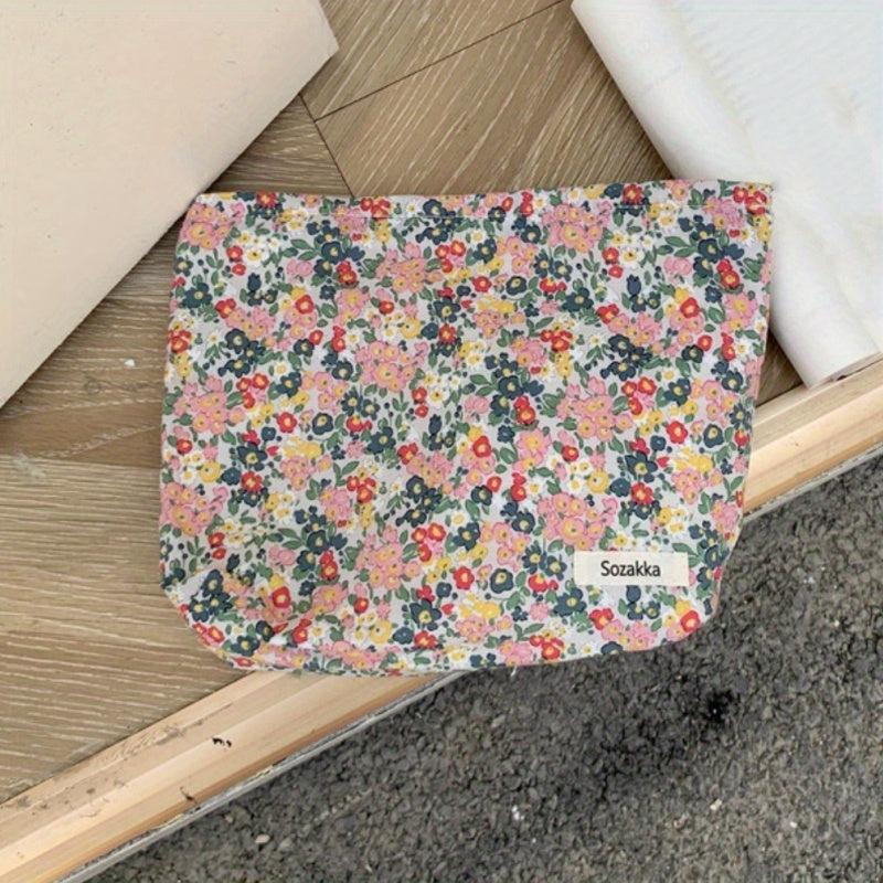 Floral Makeup Bag Large Capacity Travel Toiletry Bag Waterproof