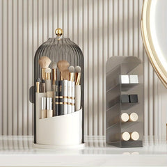 360 Rotating Clear Acrylic Makeup Brush Organizer with Dustproof Cover