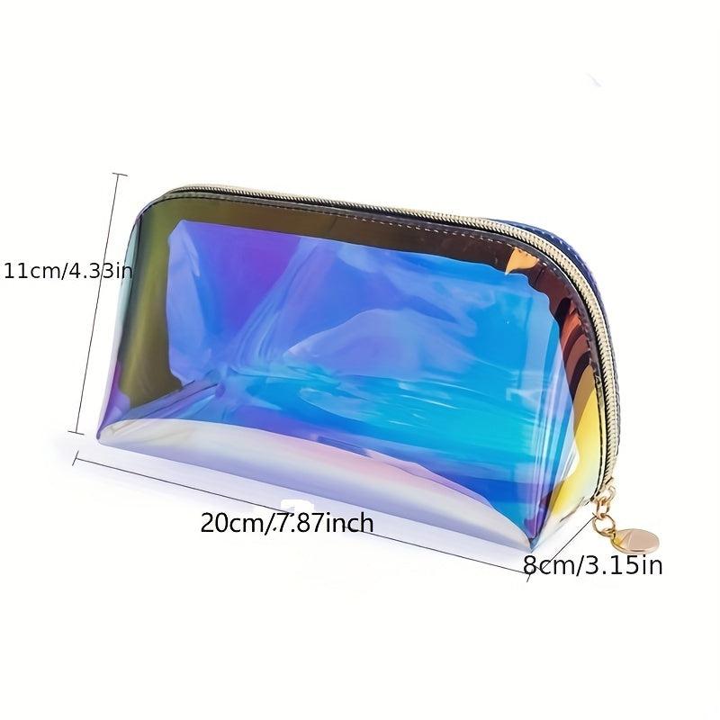 Colorful Half Round Holographic Makeup Bag with Zipper