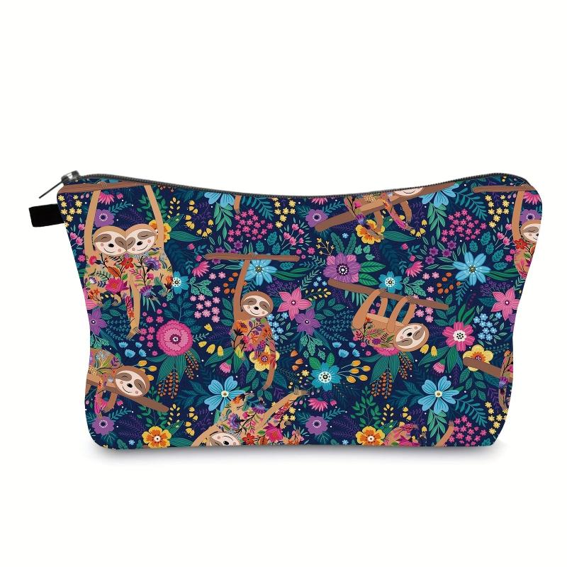 Sloth Print Cosmetic Bag Clutch Lady Travel Storage Mini Makeup Organizer