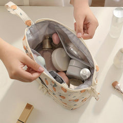 Large Capacity Double Layer Toiletry Bag with Brush Pouch
