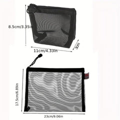 Travel Cosmetic Bag Zipper Mesh Toiletry Kits Storage Pouch Makeup Case