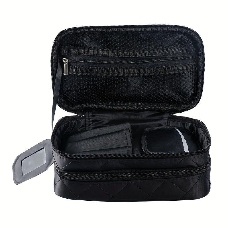 Double Layer Makeup Bag with Mirror Travel Organizer