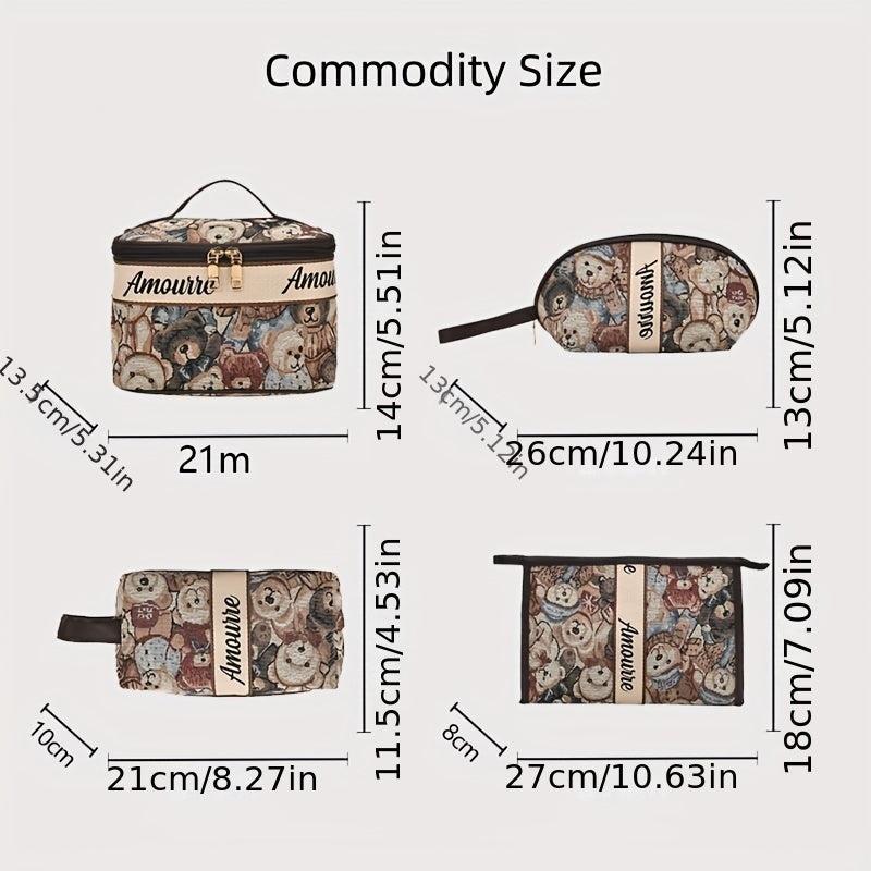 Adorable Bear Zipper Bag Large Capacity Toiletry Wash Travel Makeup Handle