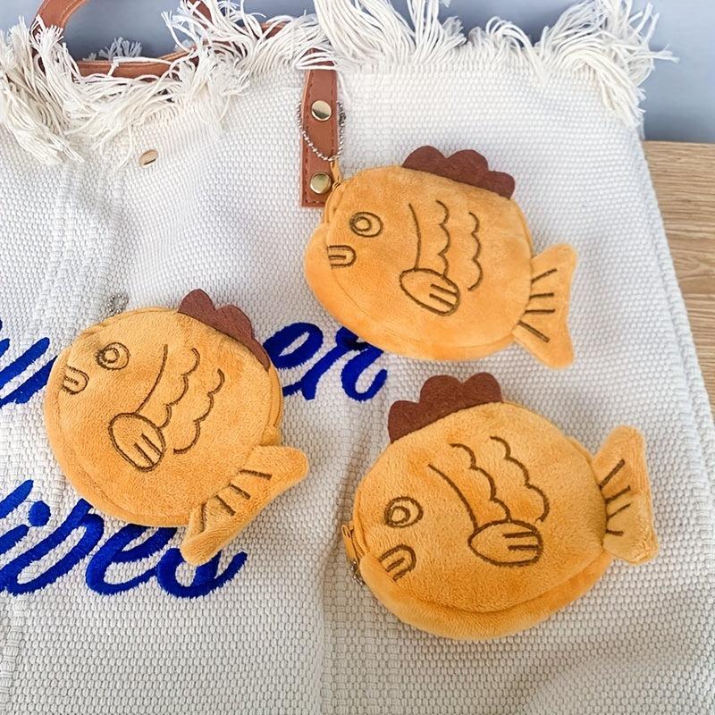 Mini Fish Coin Purse Plush Keychain Bag Zipper Cosmetic Bag