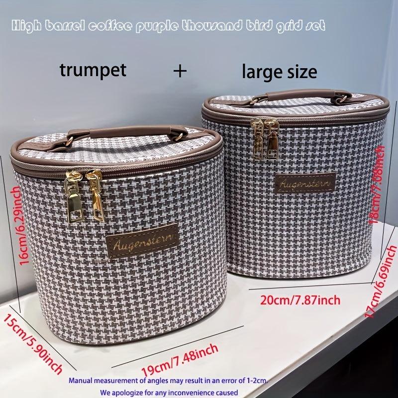 Houndstooth Pattern Makeup Bag Travel Case Toiletry Bag with Handle