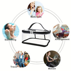2pc Clear Cosmetic Bag Pack Transparent Toiletry Travel PVC Airplane Bag