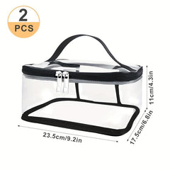 2pc Clear Cosmetic Bag Pack Transparent Toiletry Travel PVC Airplane Bag