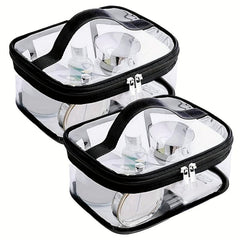 2pc Clear Cosmetic Bag Pack Transparent Toiletry Travel PVC Airplane Bag