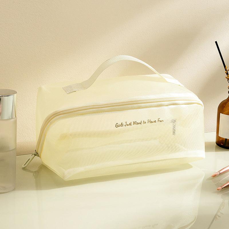 Large Capacity Travel Cosmetic Bag With Handle & Divider