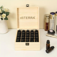 25 Grids Wood Storage Box With Lid & Locking Clasp