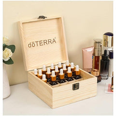 25 Grids Wood Storage Box With Lid & Locking Clasp