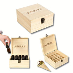 25 Grids Wood Storage Box With Lid & Locking Clasp