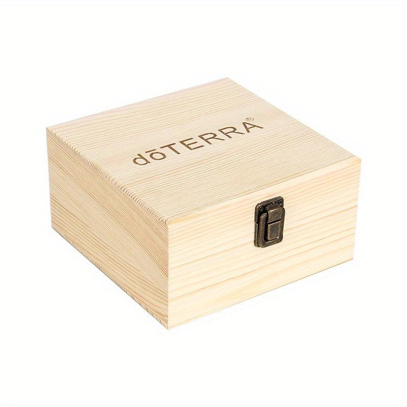 25 Grids Wood Storage Box With Lid & Locking Clasp