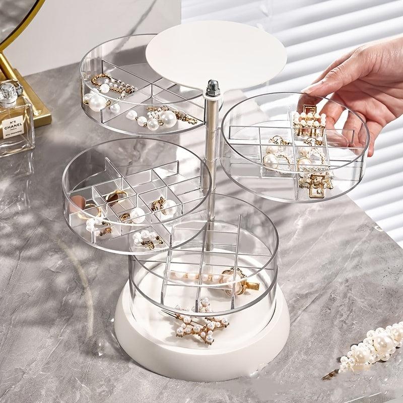 Rotatable 5-Layer Jewelry Organizer Box with Lid