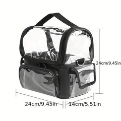 Makeup Brush Organizer Clear Case with Strap & Dividers