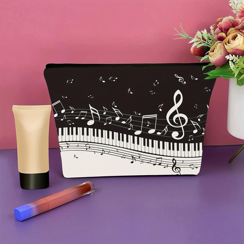 Stylish Piano Notes Pattern Makeup Bag for Travel